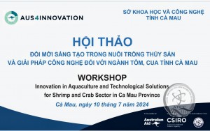 Hội thảo “Đổi mới sáng tạo trong nuôi trông thủy sản và giải pháp công nghệ đối với ngành tôm, cua tỉnh Cà Mau”